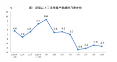 国家统计局：10月份规上工业原煤生产保持较高水平